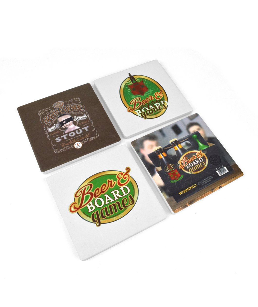 Beer & Board Games Ceramic Coasters