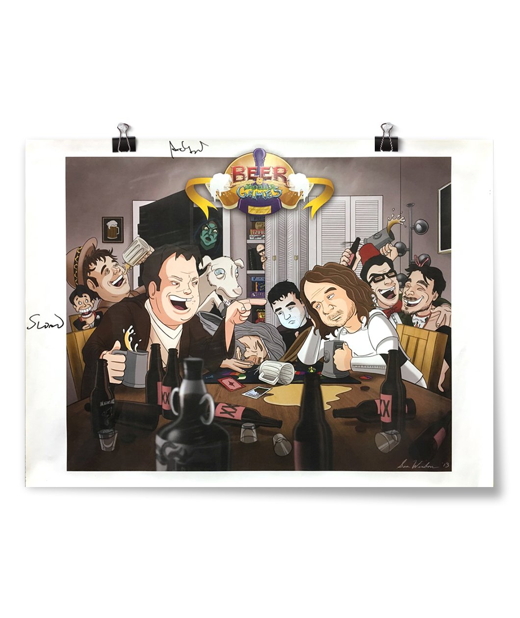 Caricature Beer And Board Games Poster