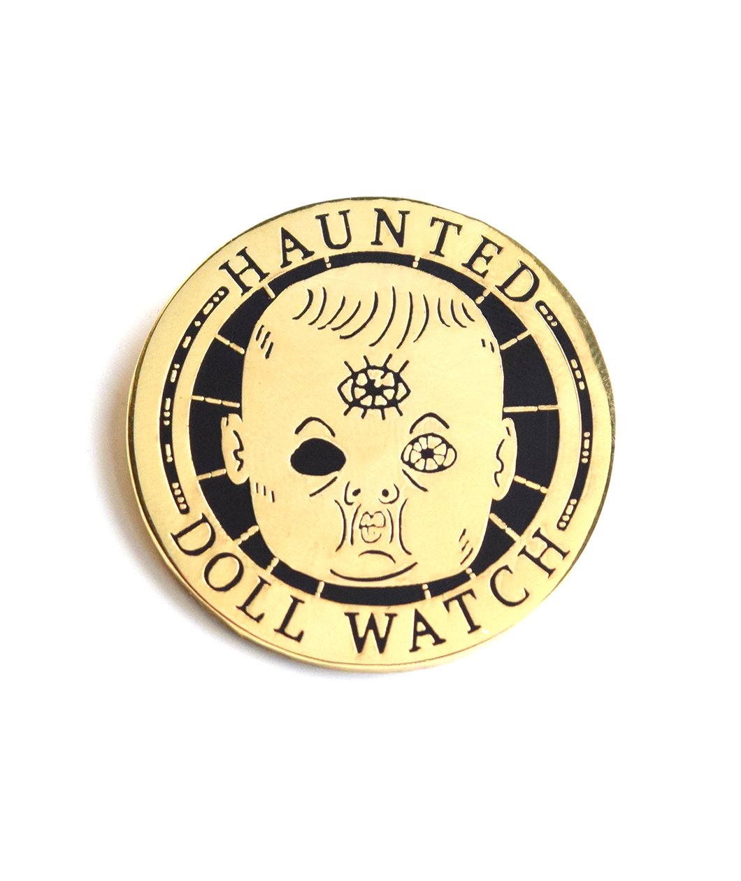 Haunted Doll Watch Enamel Pin