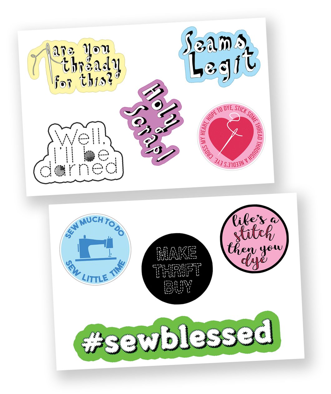 Sew Many Puns! Sticker Set