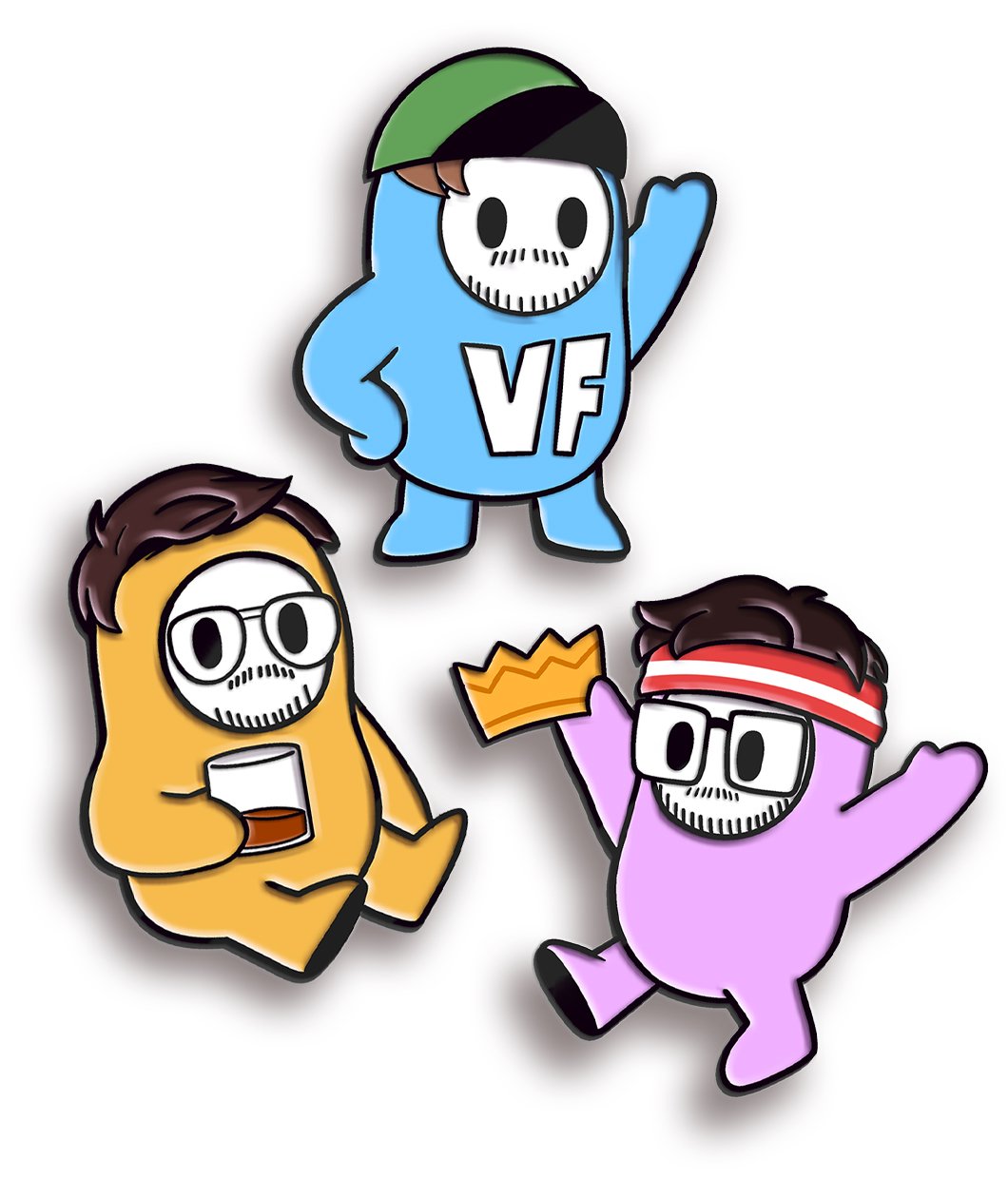 The Valleyfolk Fall Guys Enamel Pins